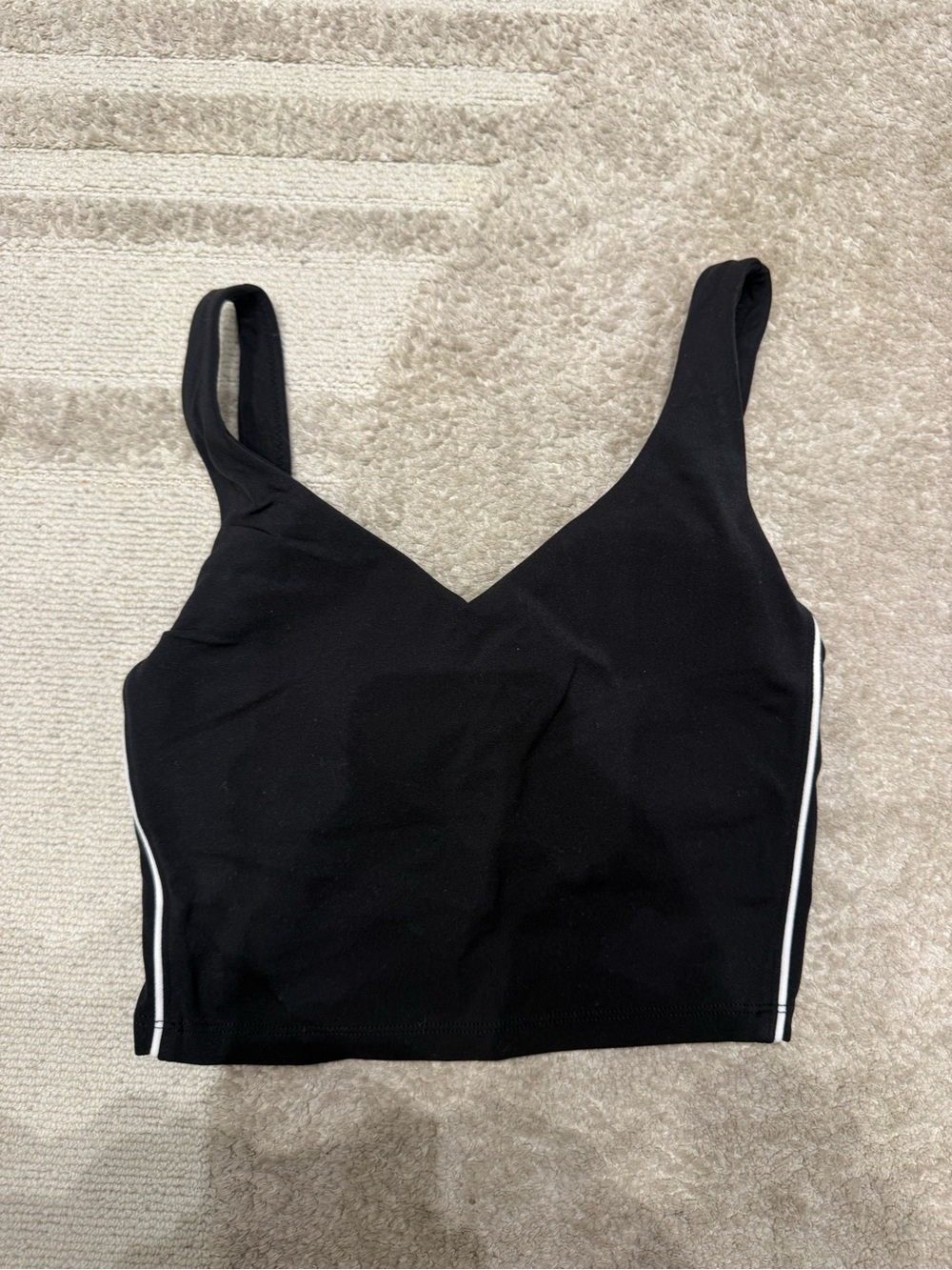 aerie Black V-Neck Crop Bralette with White Side Stripes